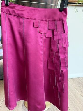 Oasis Fuchsia Tiered Square Detail A-Line Skirt